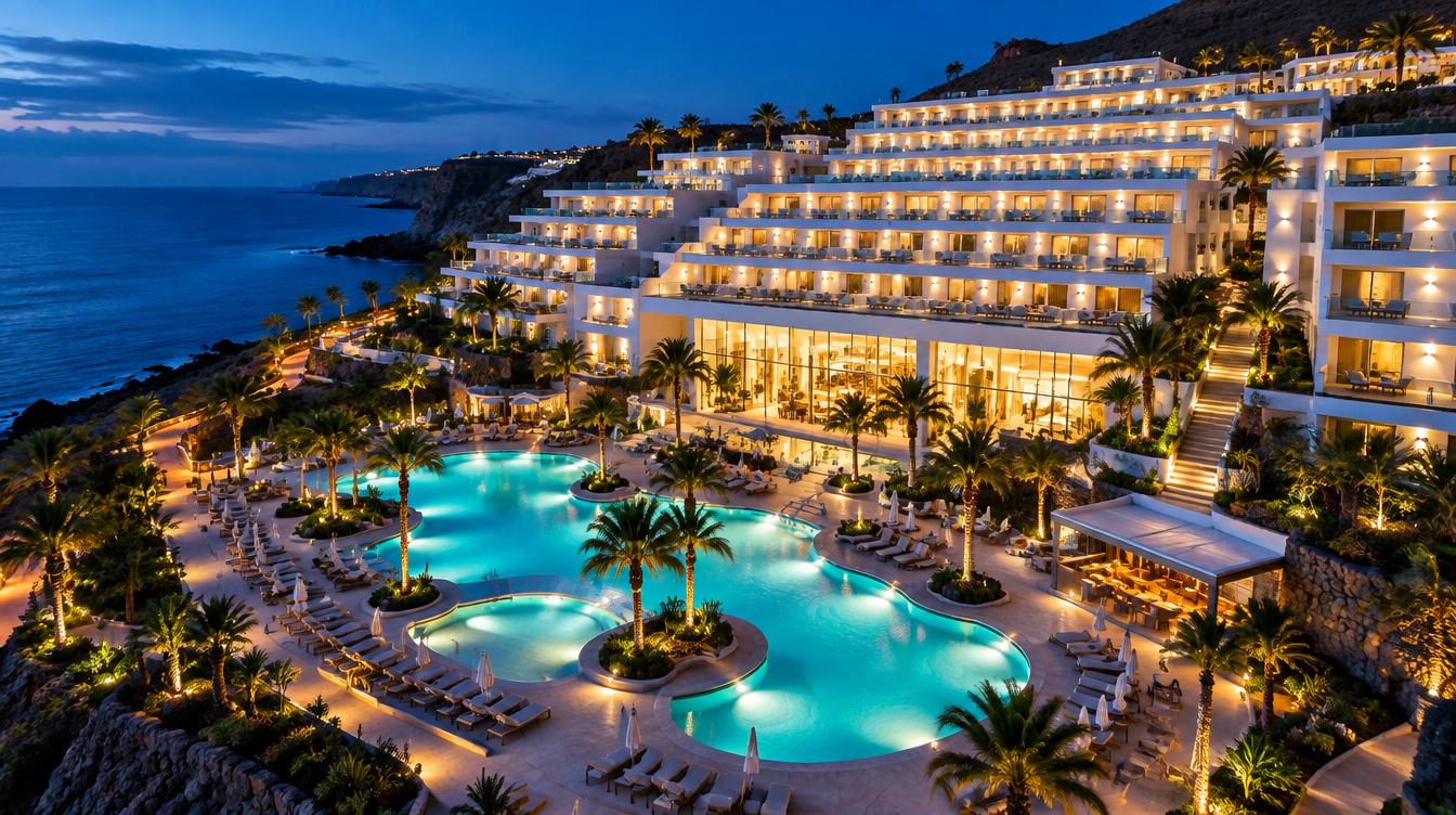 Concepto de web para un integrador de inmótica hotelera: un hotel que se enciende al hacer scroll